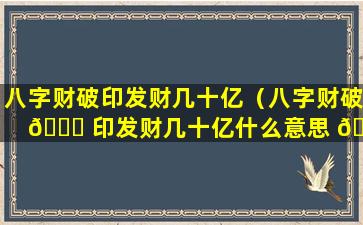 八字财破印发财几十亿（八字财破 🐟 印发财几十亿什么意思 🐞 ）